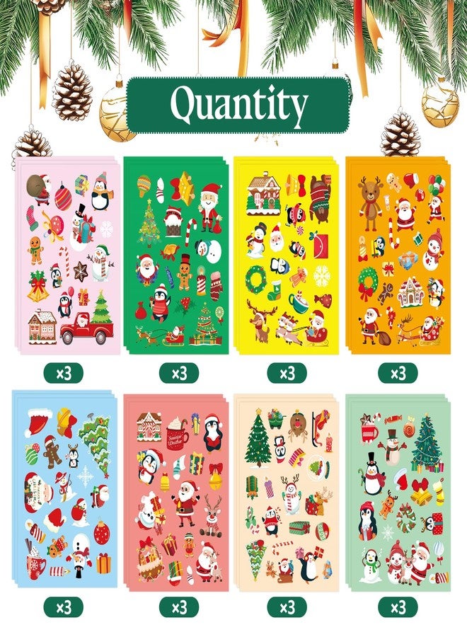 HiEnjoin Christmas Stickers for Kids - 24 Sheets (456 Pieces) Merry Christmas Winter Holiday Stickers for Crafts Gifts Xmas Party Favors, Goodie Bag Decorations - Image 3